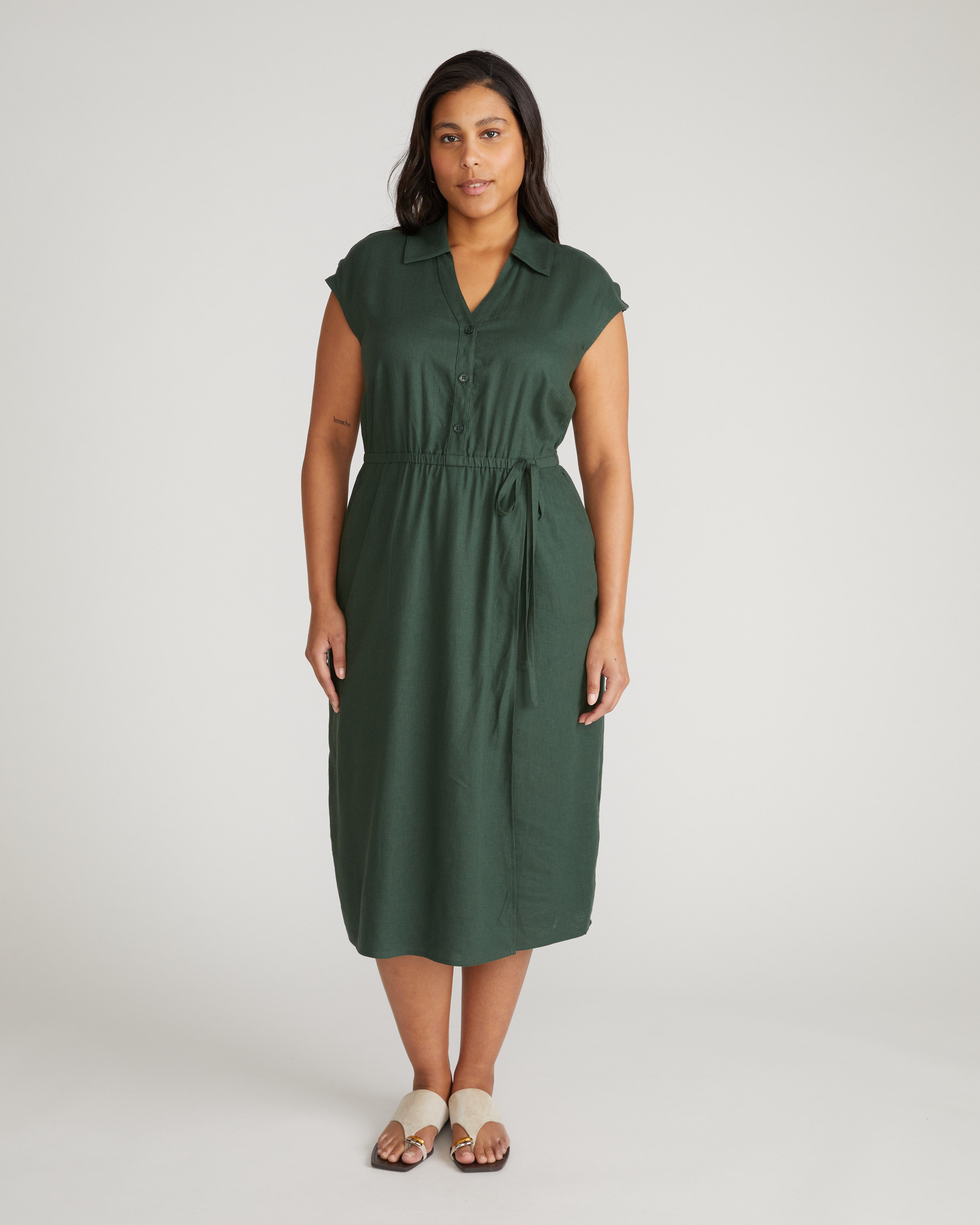 Laurel Linen Dress - Luscious Green