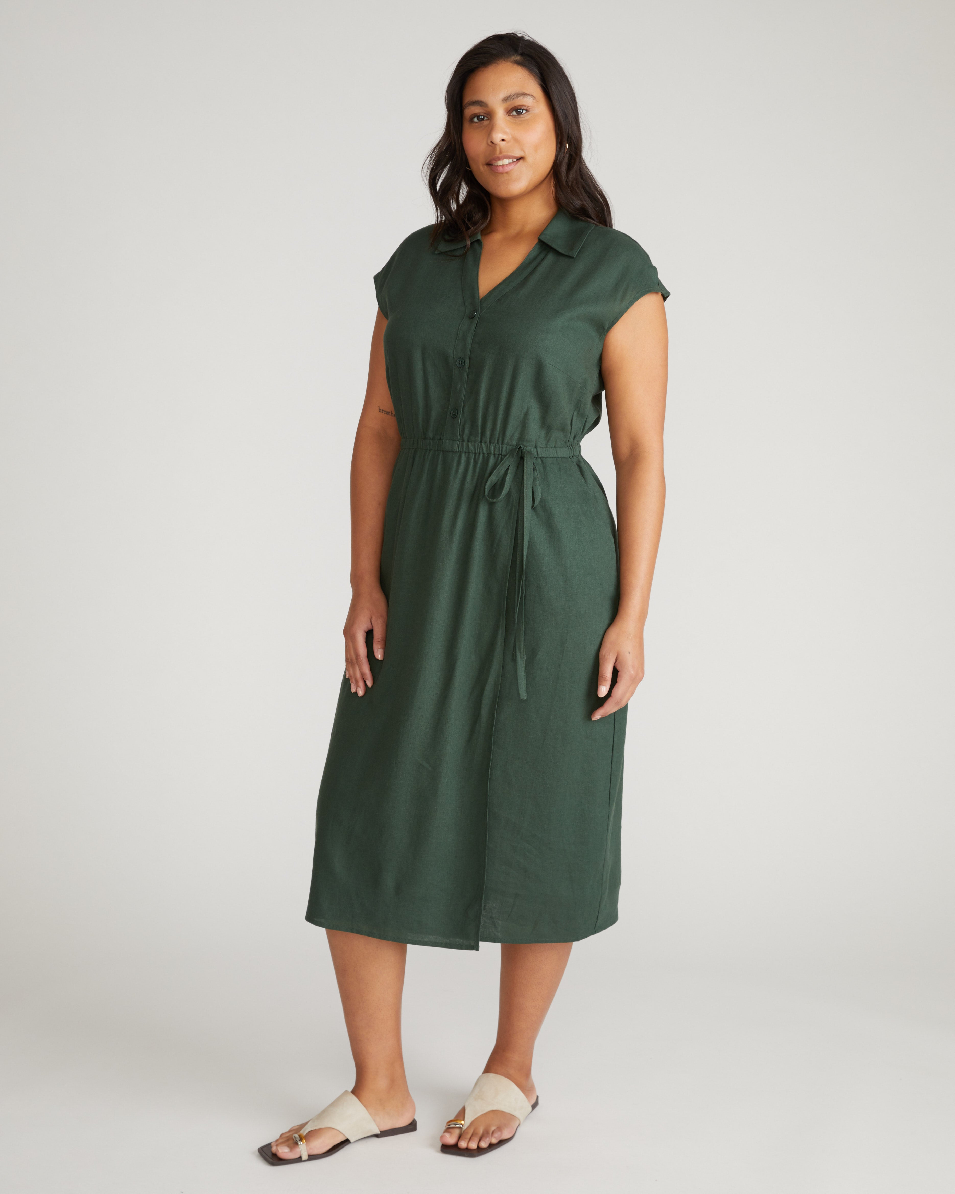 Laurel Linen Dress - Luscious Green