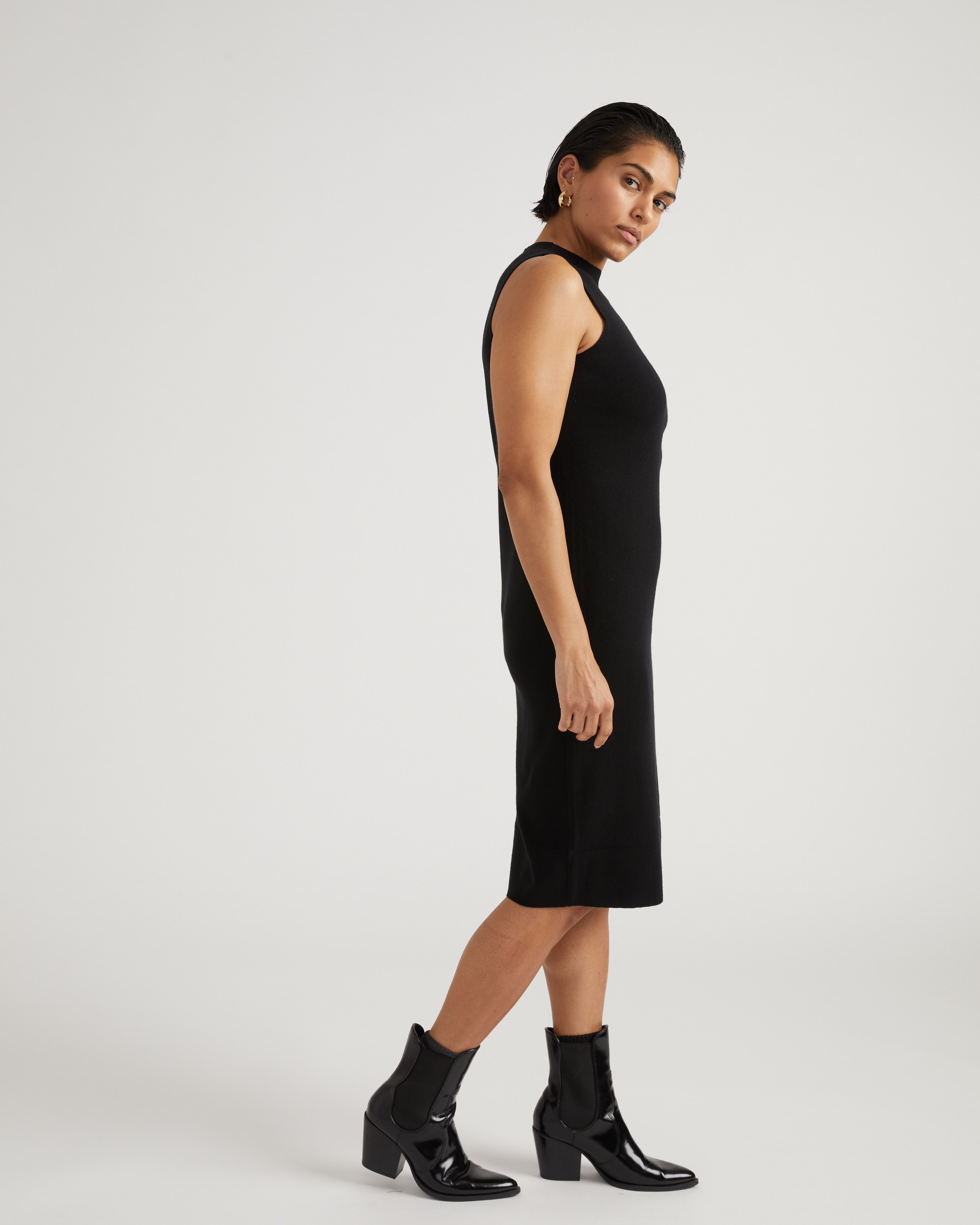 Savvy Double Knit Sweater Dress - Black