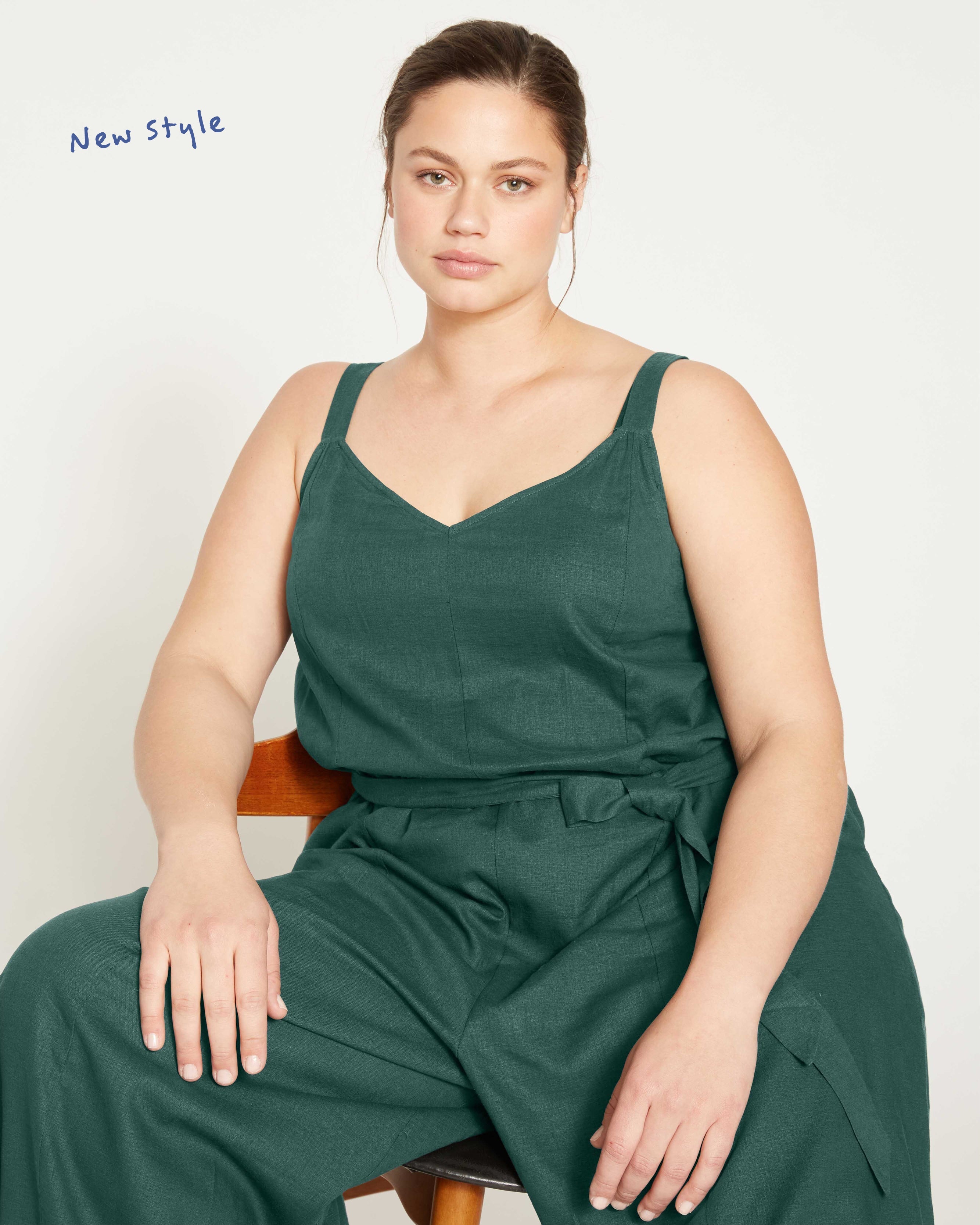 Promenade Linen Jumpsuit - Sea Moss